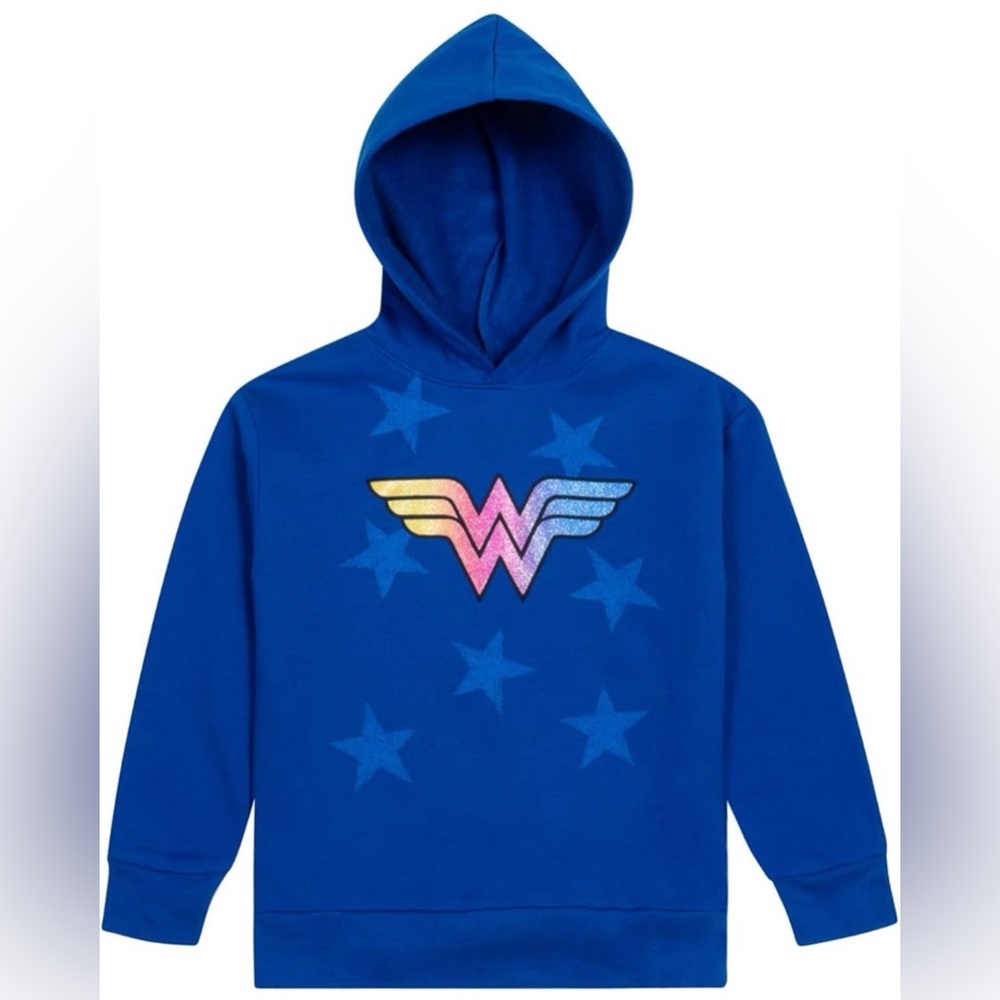 DC Wonder Woman Girls Glitter Logo Hoodie Size 7/8